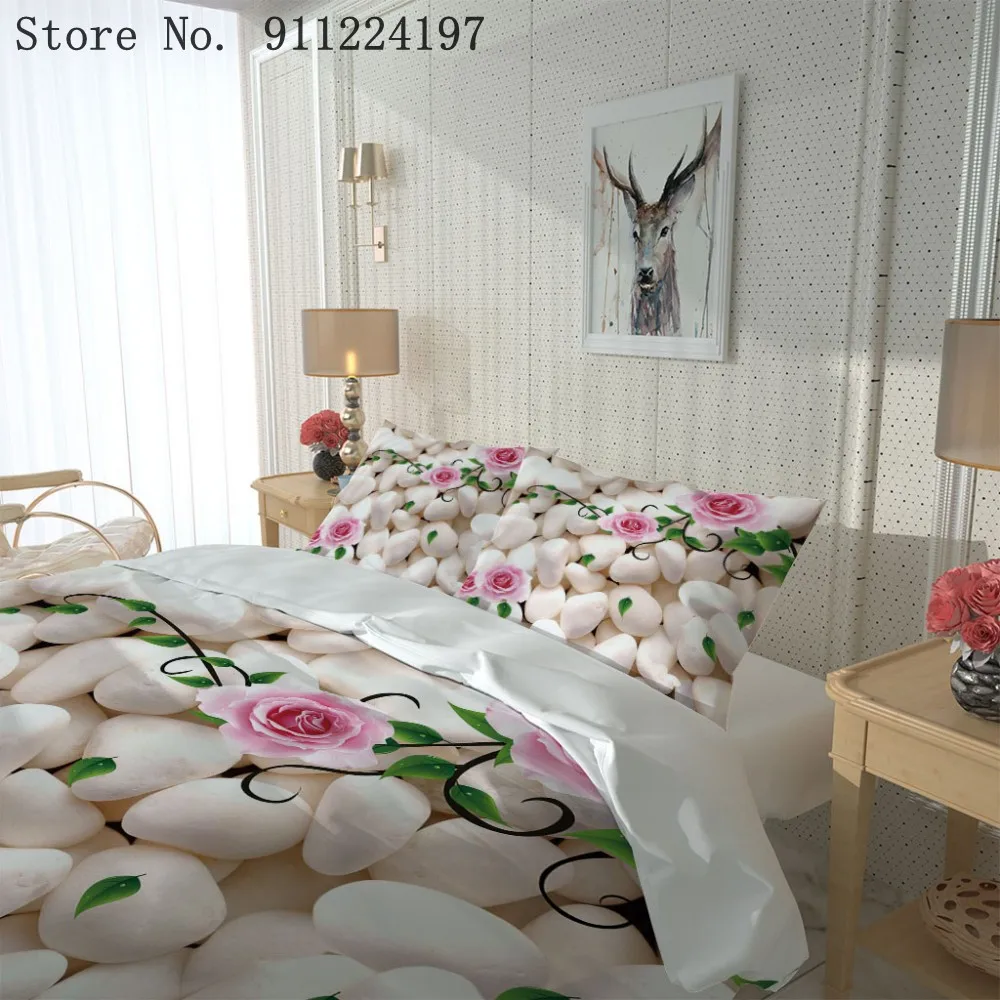 3D белый булыжник печати пододеяльник один двойной микрофибра близнец полный Queen