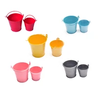 1pc metal mini bucket colored wedding party candy gift box mini flower pot bucket birthday wedding party decoration supplies