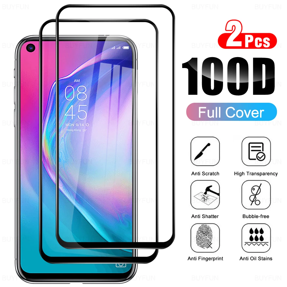 

Закаленное стекло для Tecno Camon 15 Air, 2 шт., полное покрытие, стеклянная Защитная пленка для телефона Tecno Camon15 15Air CD6 6,6 "2020