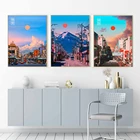 Постер с пейзажем города Токио, аниме против реальности, японские принты Киотского скейтборда, Fuji View, Настенная картина в скандинавском стиле, Декор