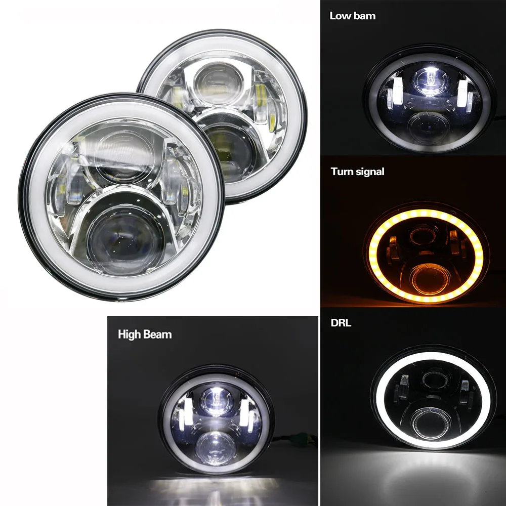 50w Halo light Silve Для Suzuki Samurai UAZ Hunter 7 дюймов светодиодный проектор фара с halo DRL& Amber Поворотная сигнальная фара для Lada 4x4 Urban Niva - Цвет: 50w Halo light Silve