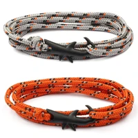 viking bracelets black color shark multilayer rope bracelet for men women charm survival rope chain male wrap bracelet jewelry
