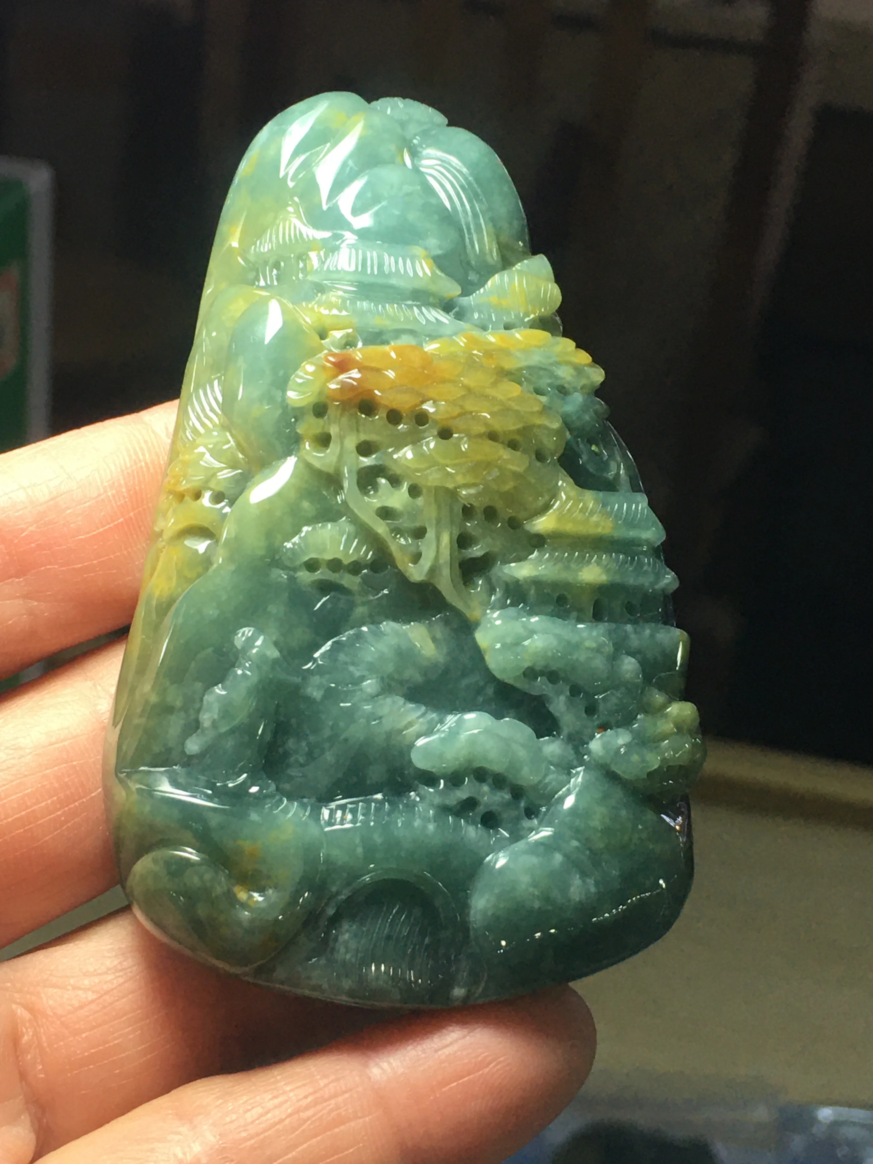 

Natural Myanmar jade 7A HandCarved green jade landscape jadeite jade pendant jade necklaces pendants jewelry men woman