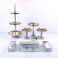 diy 1pcs gold silver european style crystal metal cupcake wedding cake stand rack set holiday party displaytray