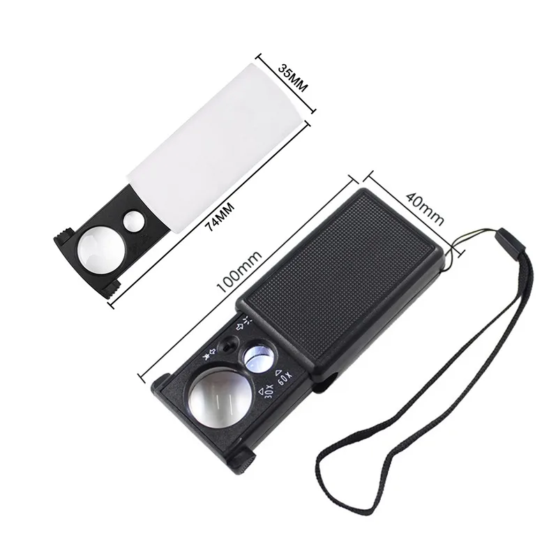 

Illuminated Jewelry Magnifier Magnifying Glass Jewelers Eye Loupe with LED and UV Light Hand Held Magnifier for Jewelry Stamps