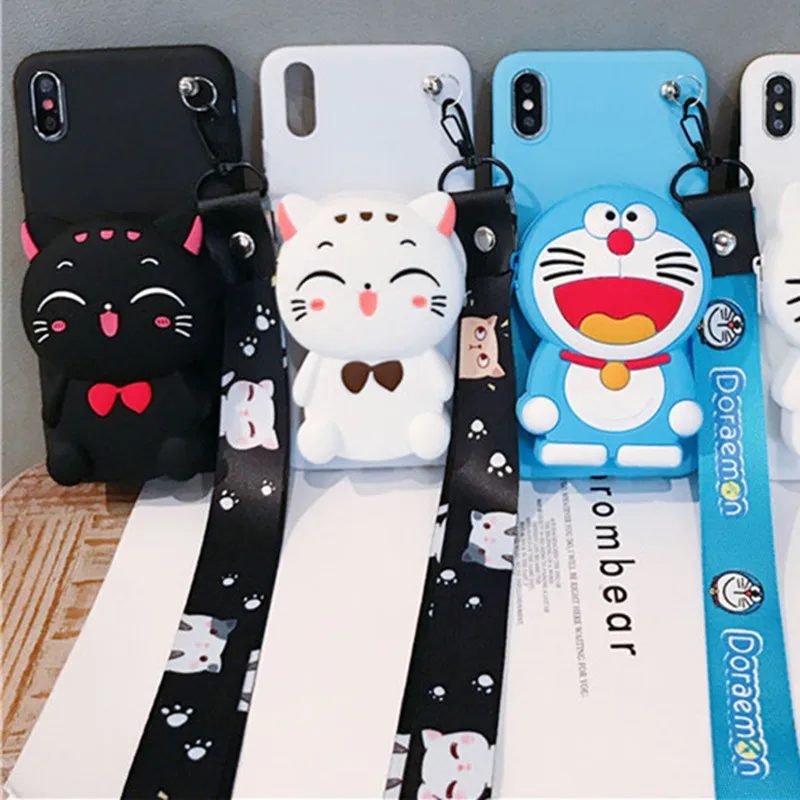 3D кошелек с котом медведем мультяшный силиконовый чехол для телефона iphone X XR XS 11 pro