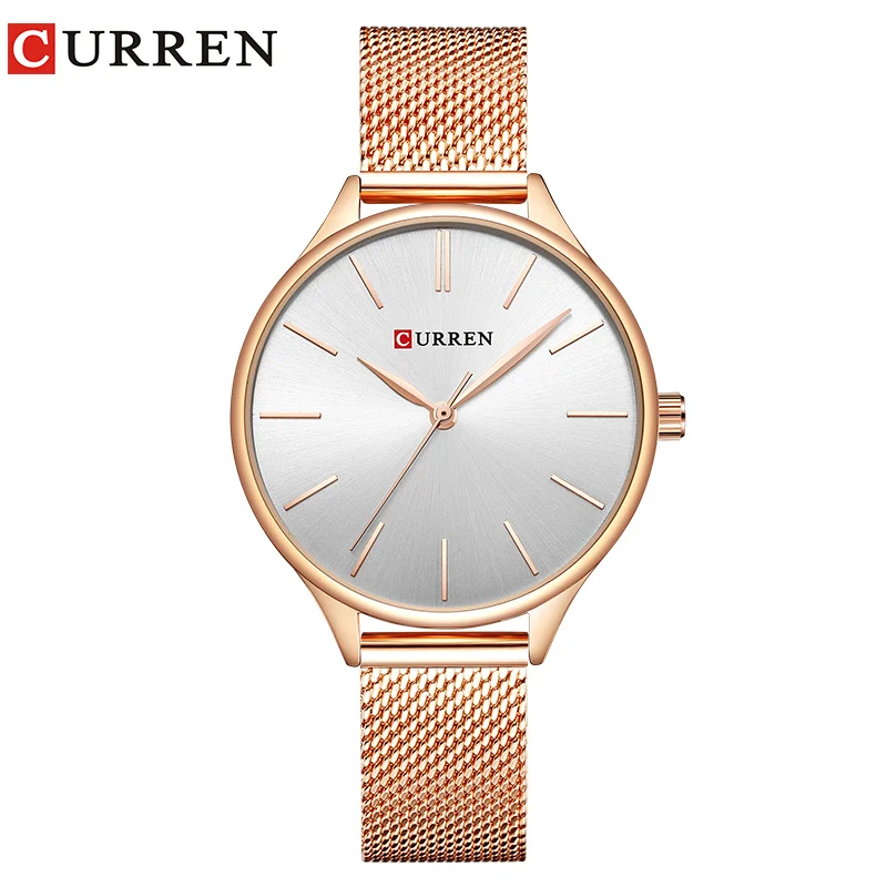 rose white CURREN Горячая Мода простой стиль женский браслет часы Женское платье наручные кварцевые женские часы подарки relogios feminino - Цвет: rose white