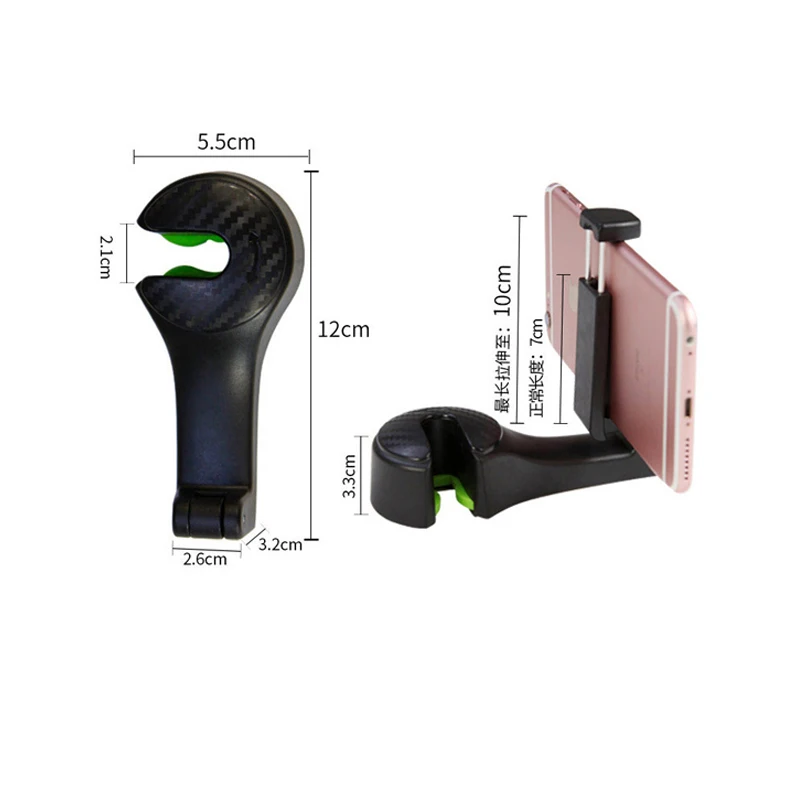 

2 in1 Car Headrest Hook with Phone Holder Seat Back Hanger for Bag Handbag Purse Grocery Cloth Foldble Clips Organizer