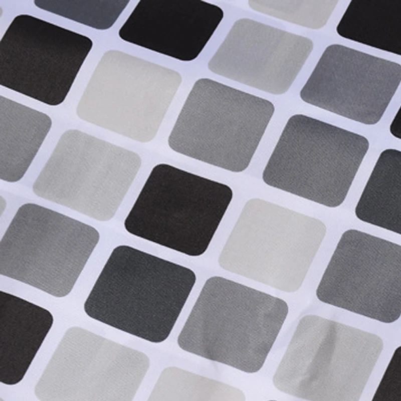Black+white+gray Plaid Bathtub Bathroom Fabric Shower Curtain Waterproof Mildewproof With 12 Hooks Bath Curtains 200X200cm | Дом и сад