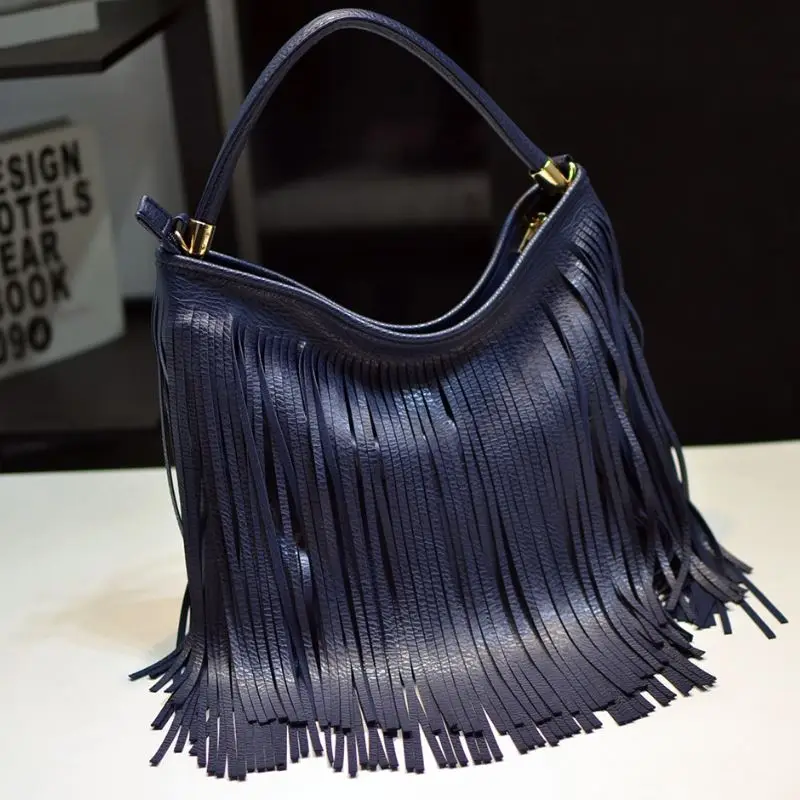 

Coolcept Fashion Women Crossbody Bag Pu Leather Tassel Designer Women Shoulder Bag Luxury Popular Zipper Casual Daily Bag