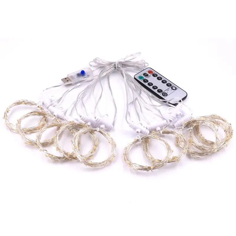 

1.5 * 2 M New LED Copper Wire Curtain Light String USB Remote Adhesive Hook Low Voltage Bedroom and Room Decoration Rainbow