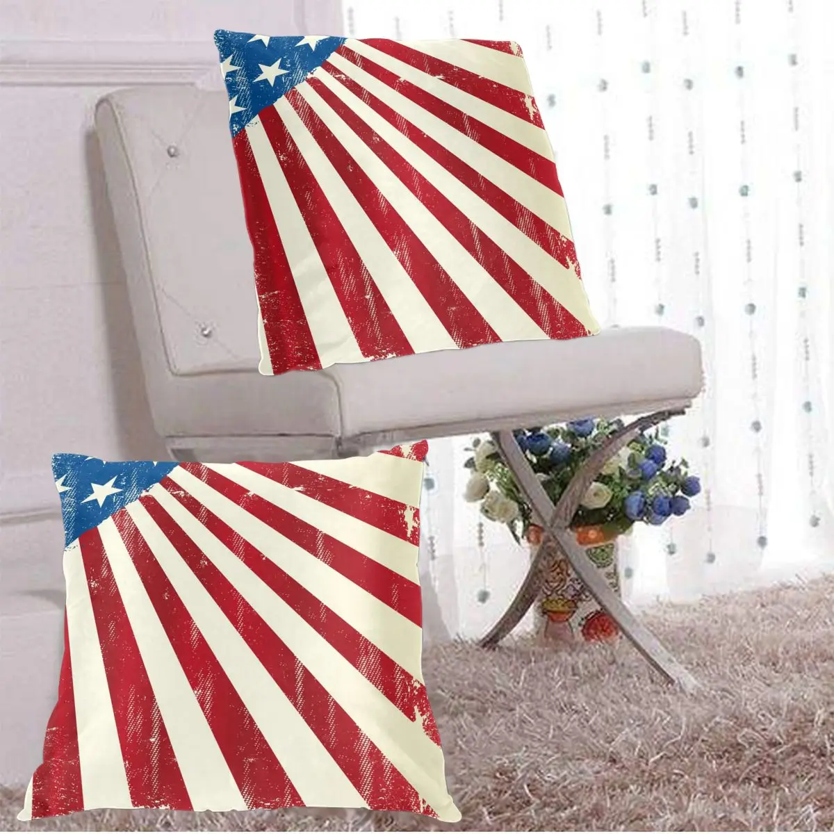 

2Pcs Square Pillow Case American Poster Decorative Cushion Pillow Cover for Bedroom Living Room Home Hall Art Decor