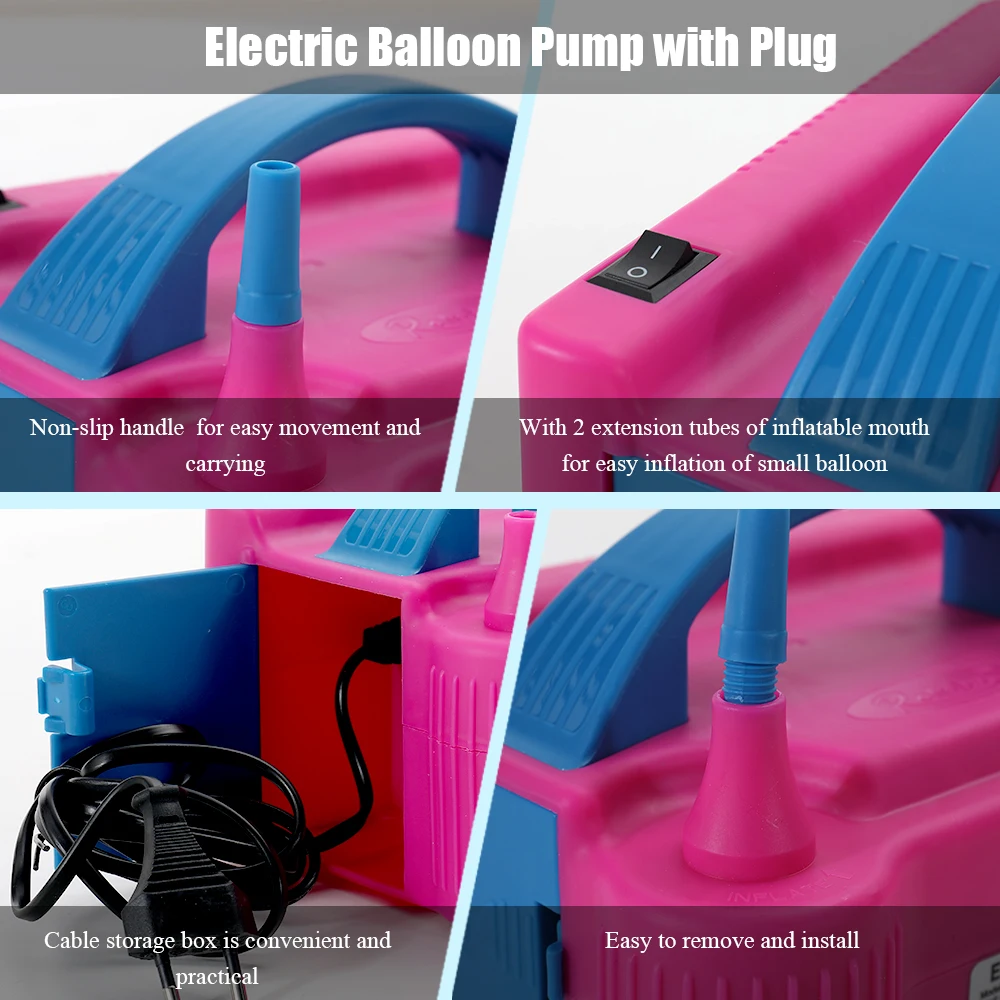 

220V-240V Electric High Power Two Nozzle Air Blower Balloon Inflator Pump Fast Portable Inflatable Tool
