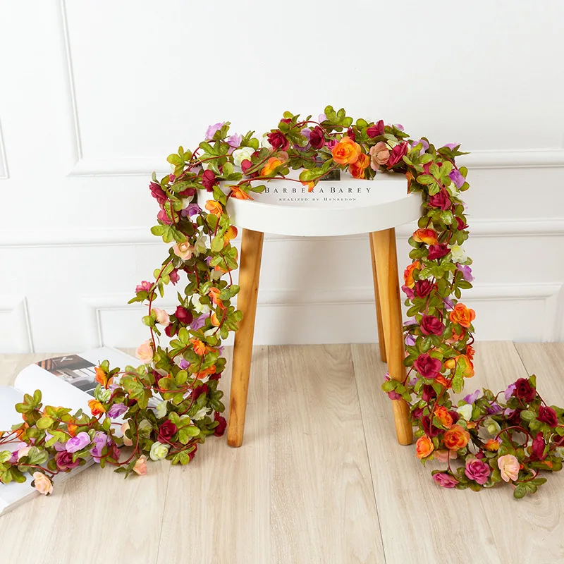 

250CM Rose Plant Vine Artificial Flowers Thanksgiving Christmas Garland for Wedding Home Room Decoration Spring Autumn style