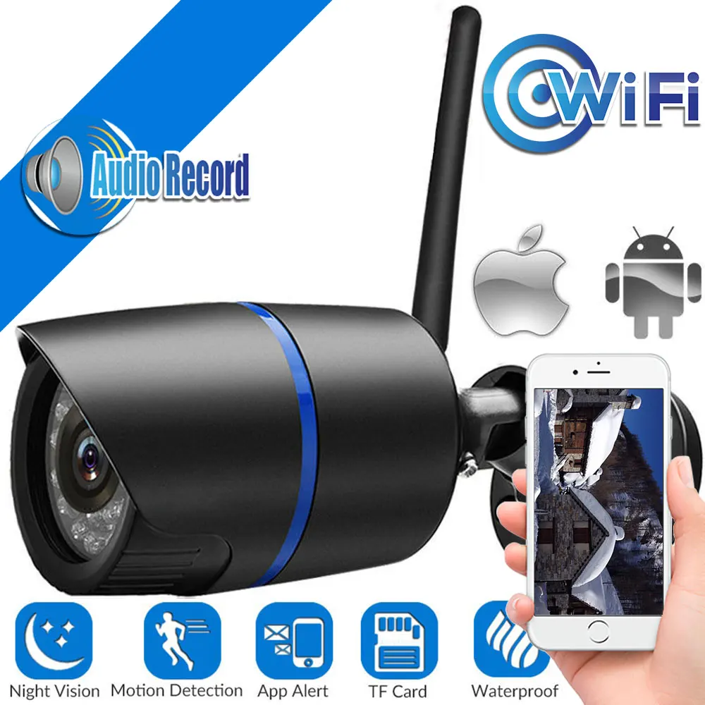 1080P 720P Wi Fi IP Камера Беспроводной P2P видеонаблюдения Пуля Открытый с слот для карты