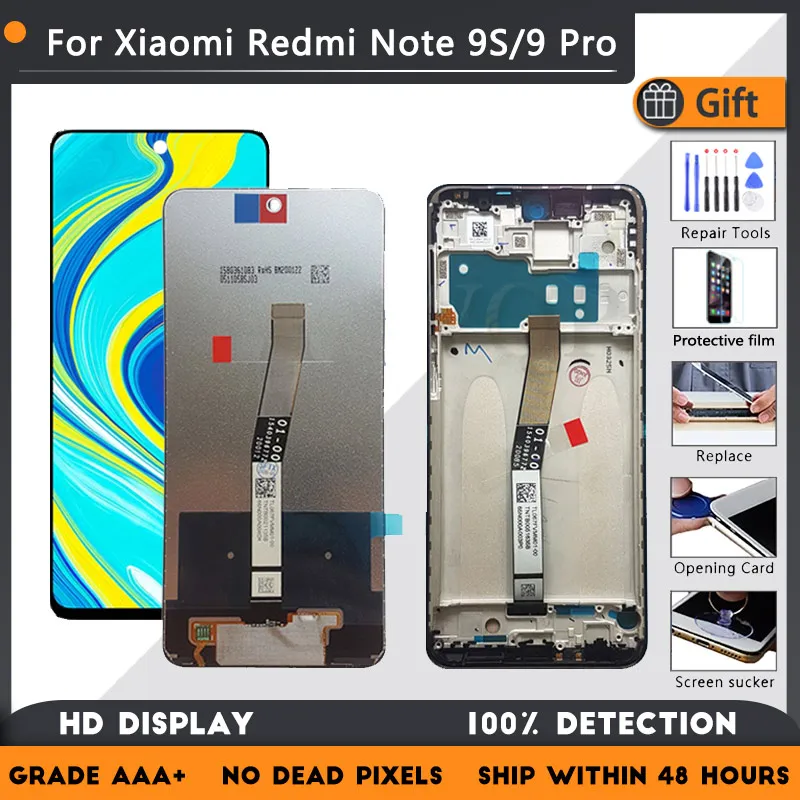 

Дисплей для Xiaomi Redmi Note 9S, ЖК-дисплей с 10 касаниями, сменный для Redmi Note 9S 9 Pro/Max M2003J6A1G M2003J6B2G