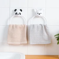 cute cartoon animals towel rack pasteable wallmounted hand towel ring for bathroom rotatable hanging towel holder for kitchen
