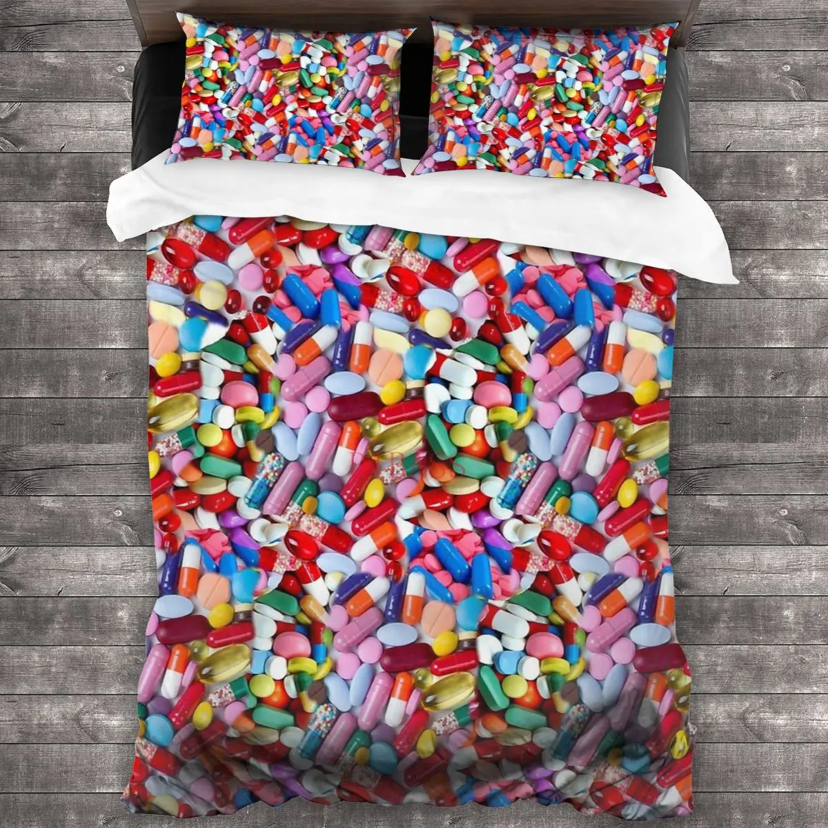 

Little Pills Soft Microfiber Comforter Set with 2 Pillowcase, Quilt Cover With Zipper Closure King Size Comforter Cover