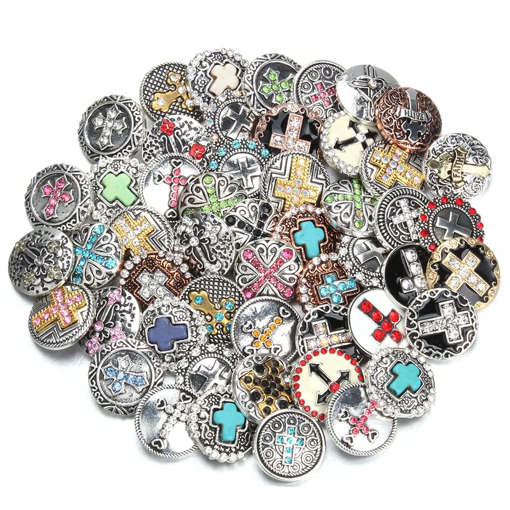 6pcs/lot New Snap Jewelry Rhinestone 18mm Cross Buttons Fit 20mm Button Bracelet Interchangeable | Украшения и аксессуары