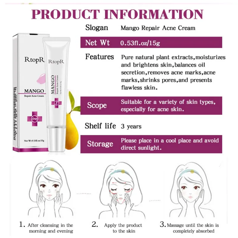 

Face Repair Acne Cream Anti Acne Spots Scar Treatment Cream Shrink Pores Whitening Moisturizing Skin Care