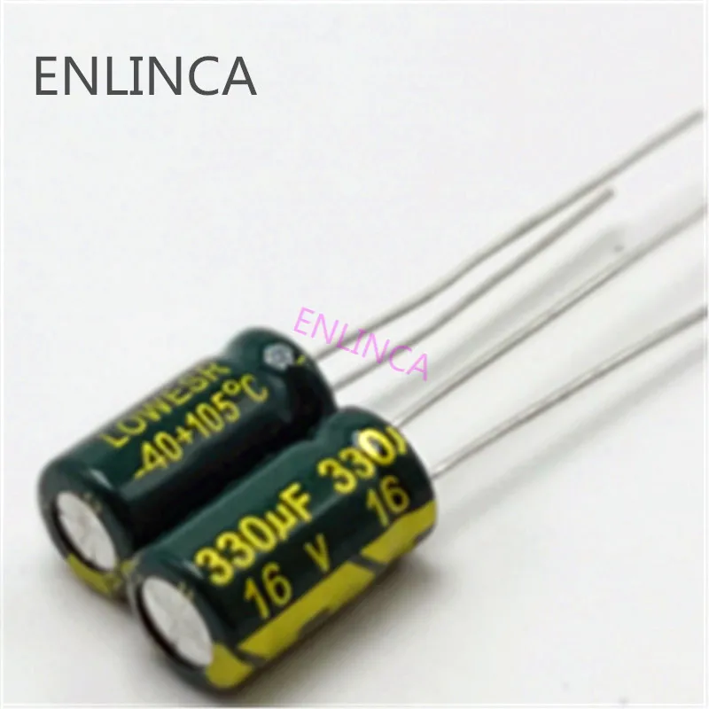 

60pcs/lot 330uf16V Low ESR/Impedance high frequency aluminum electrolytic capacitor size 6*12 16V 330uf 20%