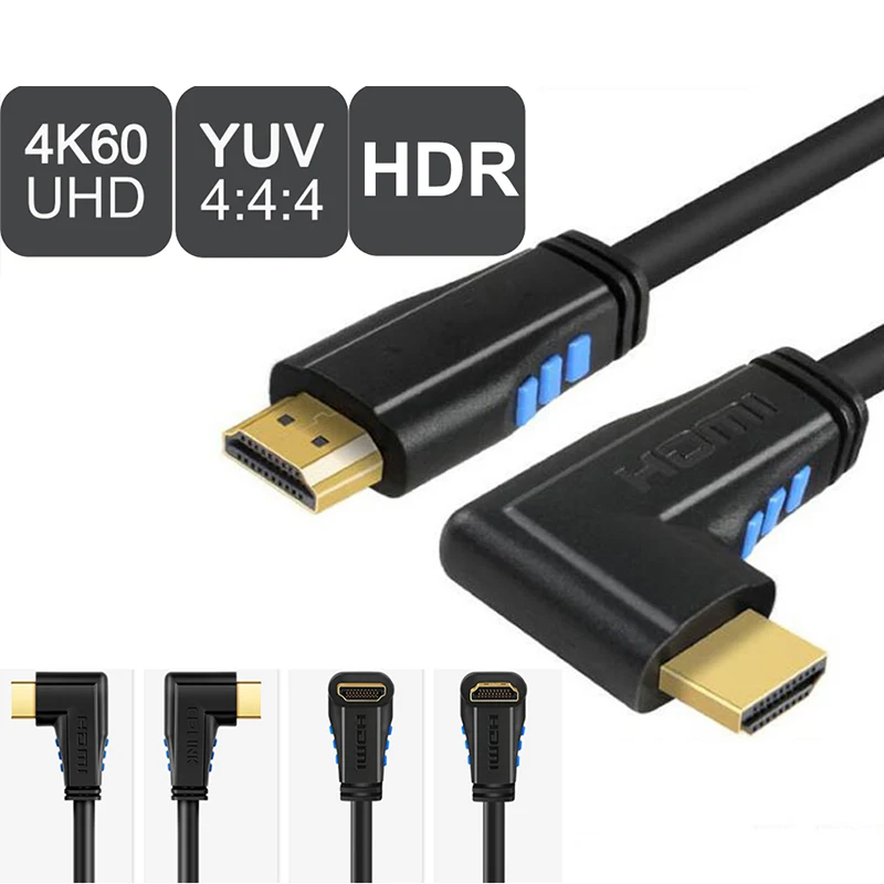 HDMI 2,0 кабель 90 градусов прямоугольный HDMI кабель 2,0 3M 4 K/60 hz HDCP 2,2 HDR для PS4 Pro PC ноутбук HDTV