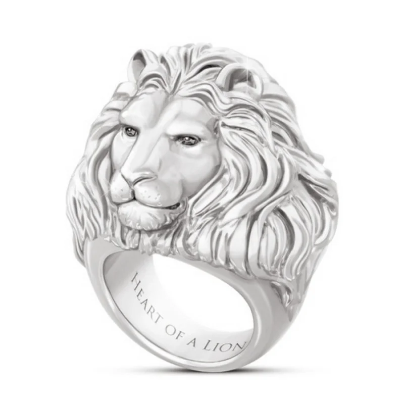 NPDKS Men's Ring Thick Fashion Lion Head Long Hair Metal Standard Animal Band Punk Style Alloy As A Gift for Men and Women | Украшения