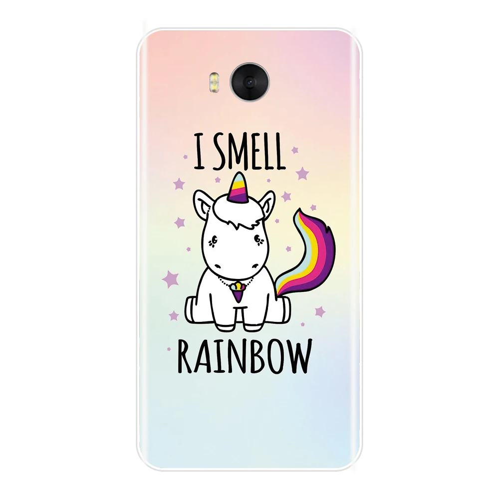 Silicone Case For Huawei Y5 Y6 Y7 Prime 2018 Y9 2019 Soft TPU Back Cover Cute Rainbow Unicorn Y3 2017 II Pro | Мобильные телефоны и