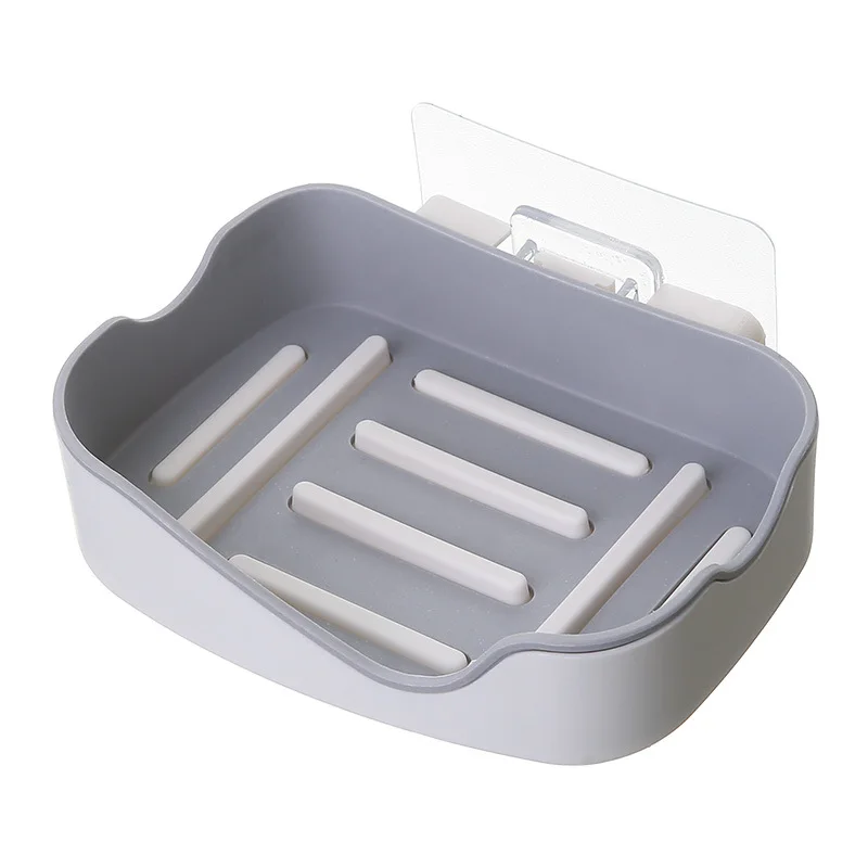 

1pc Strong Traceless Paste Drainage Creative Double Layer Non Perforated Shelf Wall Mounted Soap Box Bathroom Products