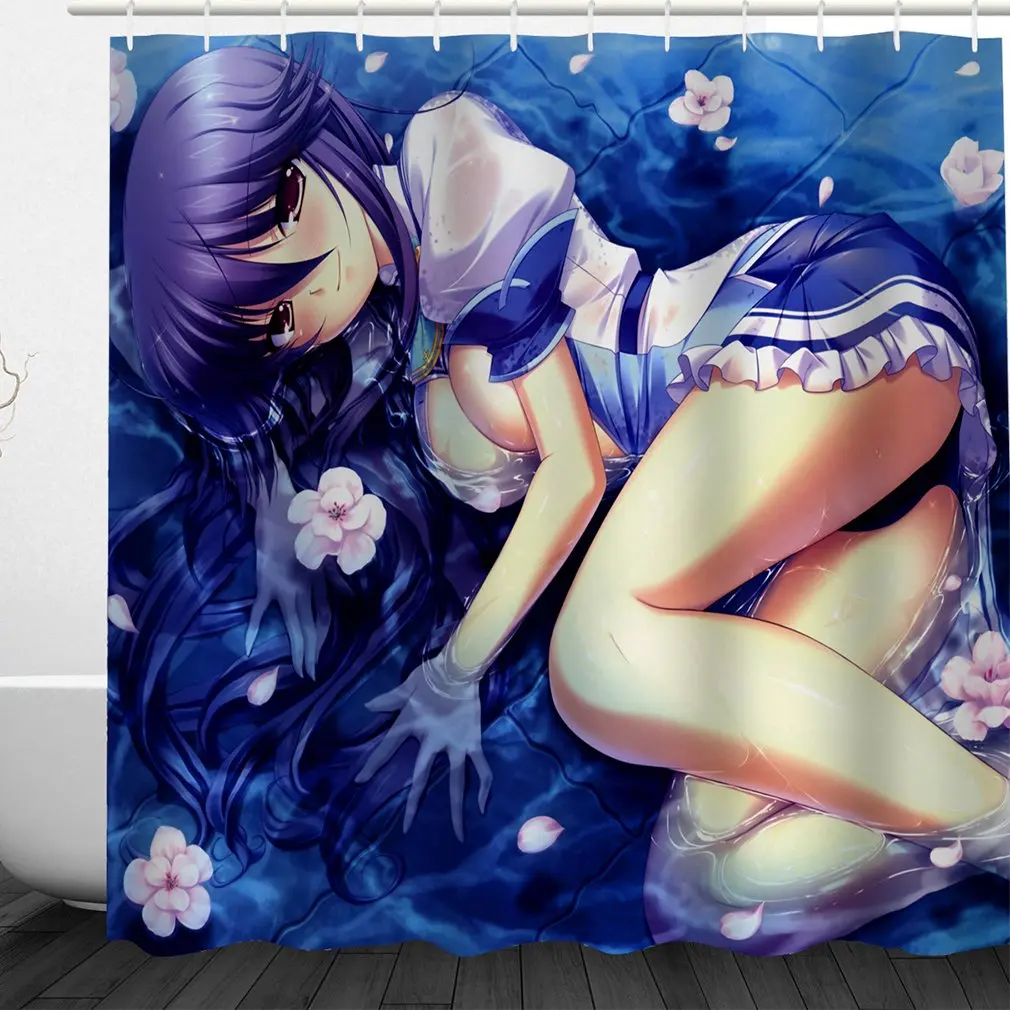 Японская занавеска для душа в стиле аниме девочек водонепроницаемая