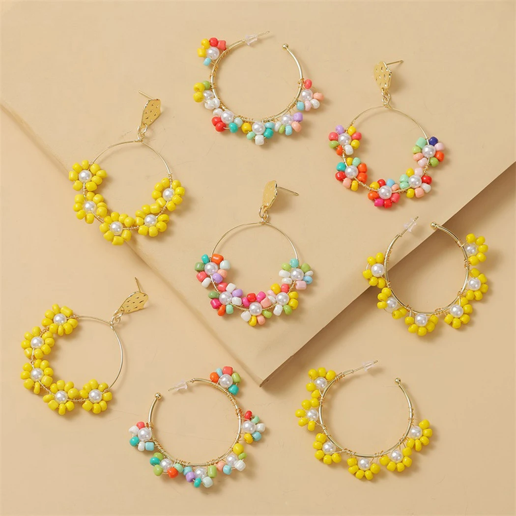 1 пара женской обуви для девочек ручной работы из бисера серьги с цветочным