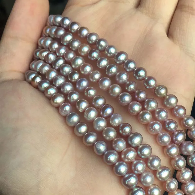 

Pearl necklace Round shape with Size 5.5-6mm perfect luster for Jewelry DIY loose pearl strands
