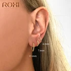 Серьги-кольца ROXI из стерлингового серебра 925 пробы для мужчин и женщин, круглые витые ювелирные украшения для ушей 6, 7, 8, 13 мм, свадебная бижутерия