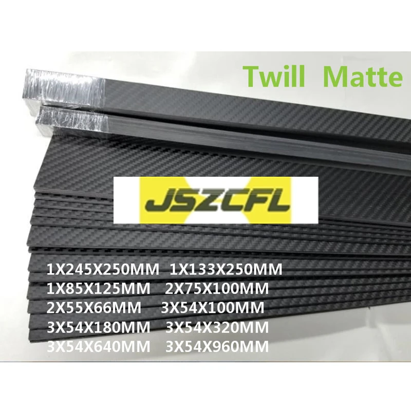 

1pc Twill Matte 100% 3k Carbon Fiber Plate Panel Sheets 1mm 2mm 3mm thickness Various sizes Composite Hardness Material