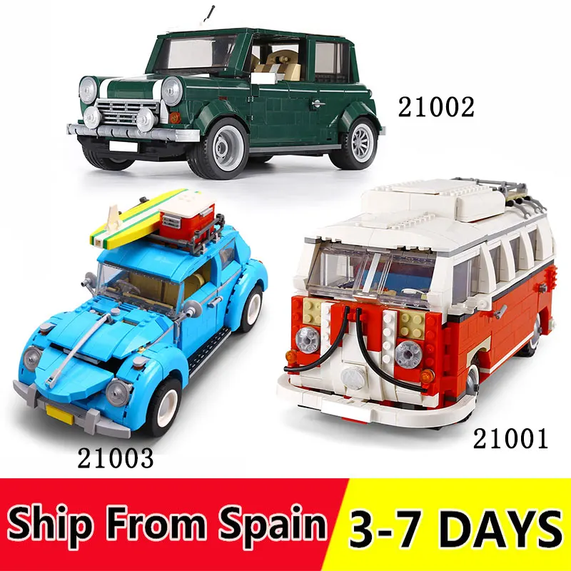 21001 21002 21003 Volkswagen T1 Camper Technic строительные блоки кирпичи игрушки Совместимые 10220 10252 10242 Рождественский подарок
