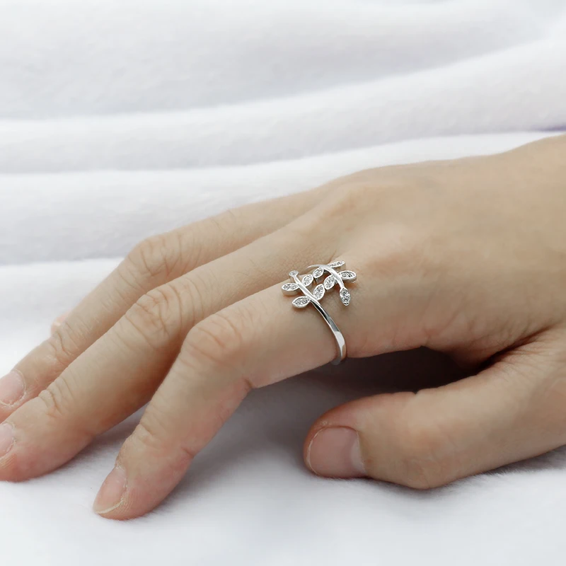 Женское регулируемое кольцо с листьями Открытое в простом стиле Подарочная