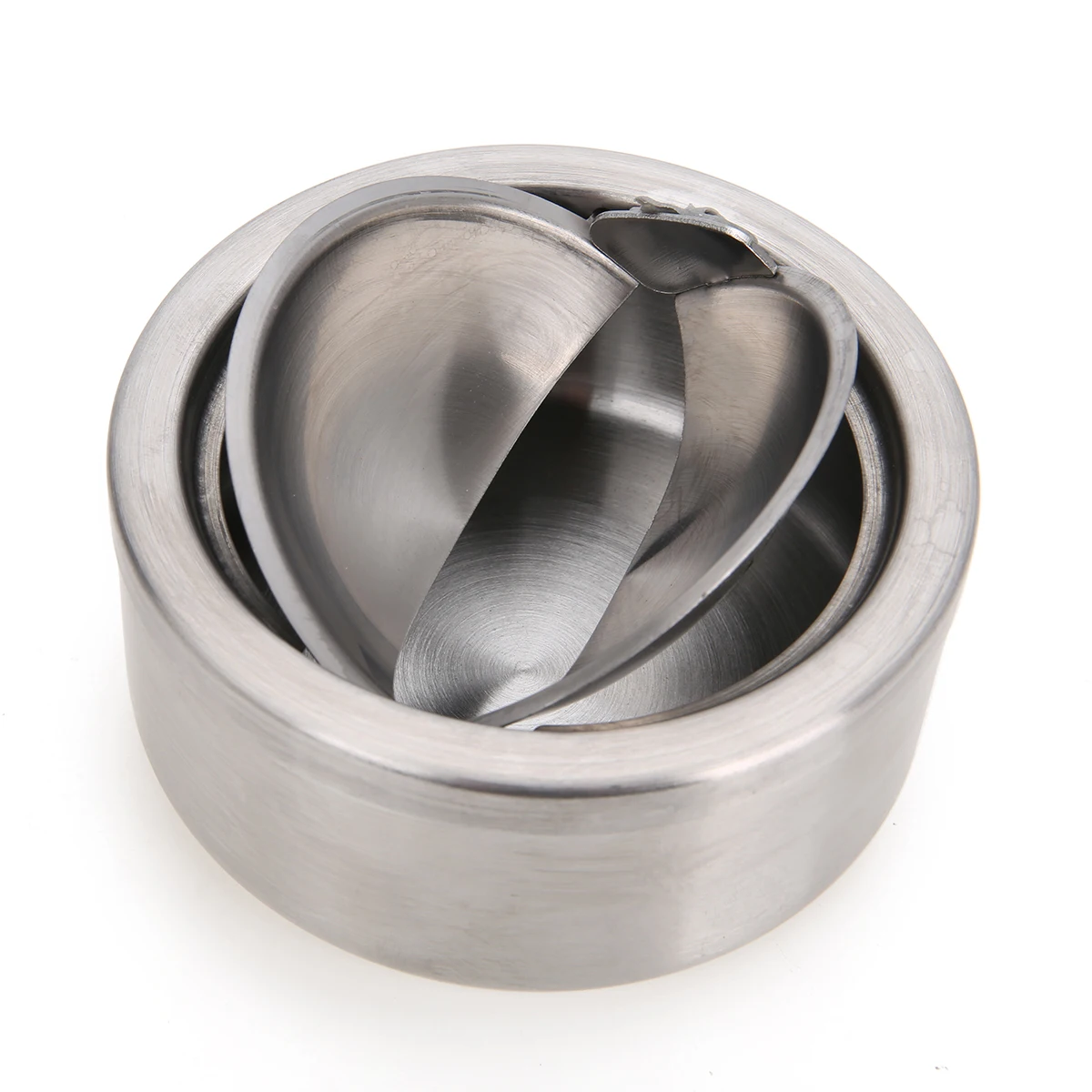 

New 1pc Stainless Steel Cigarette Lidded Ashtray Silver Windproof with Lid Round Shape Smoking Ash Tray