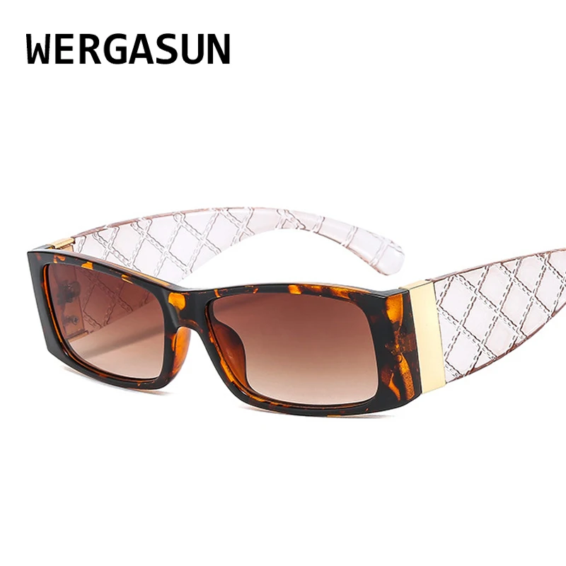 

WERGASUN Fashion Brand Design Vintage Small Rectangle Sunglasses Women Retro Gradient Square Sun Glasses Female UV400