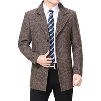 2022 men wool coat autumn woolen jacket pea coat winter wool blend jacket high quality men tweed coat korean turn down collar