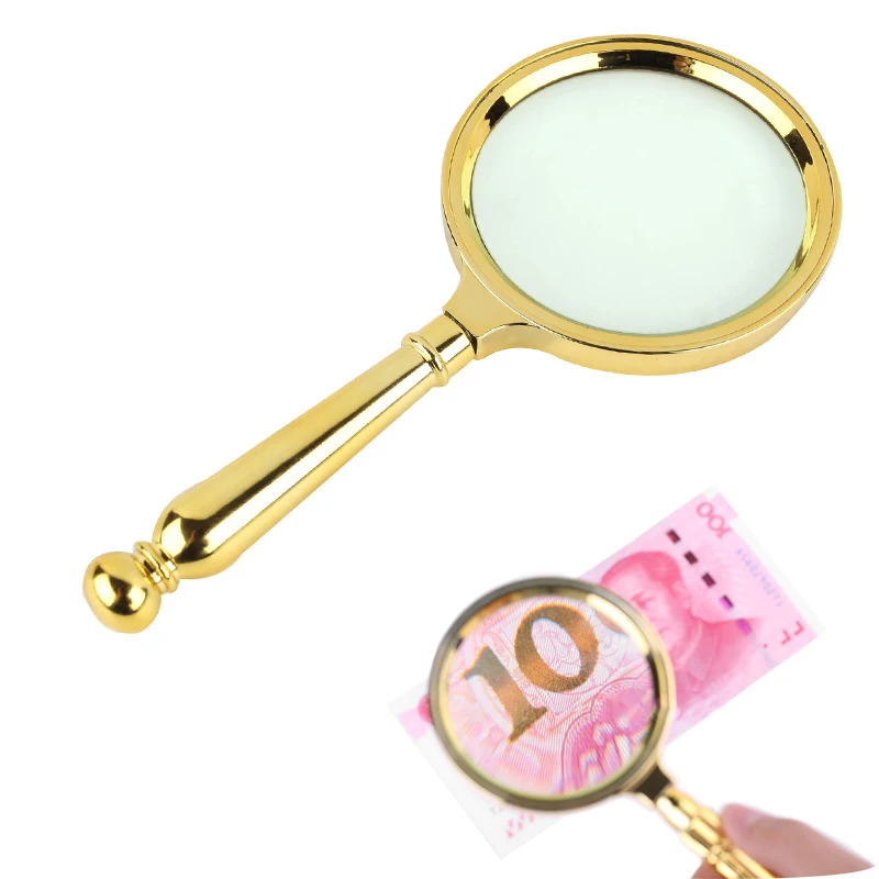 Ручной 10X увеличительное Стекло Портативный Ретро золото ручка глаз