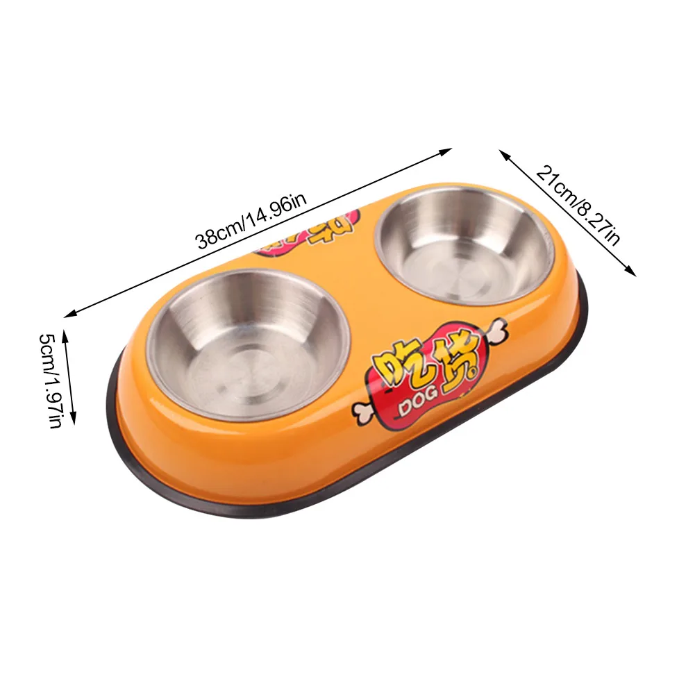 

Cat And Dog Supplies Stainless Steel Pet Bowl Pet Double Bowl Cat Drinking Bowl Non-slip Food Bowl Double Bowl Pet Supplies