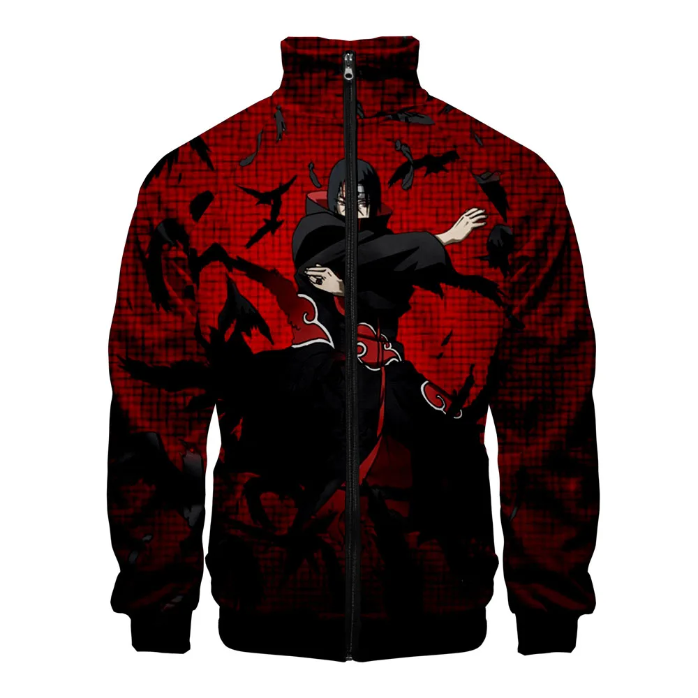 Harajuku Naruto zipper jacket Men/women 3D Uzumaki Uchiha Sasuke Stand Collar Sweatshirt Spring Autumn Anime Cardigan | Мужская одежда