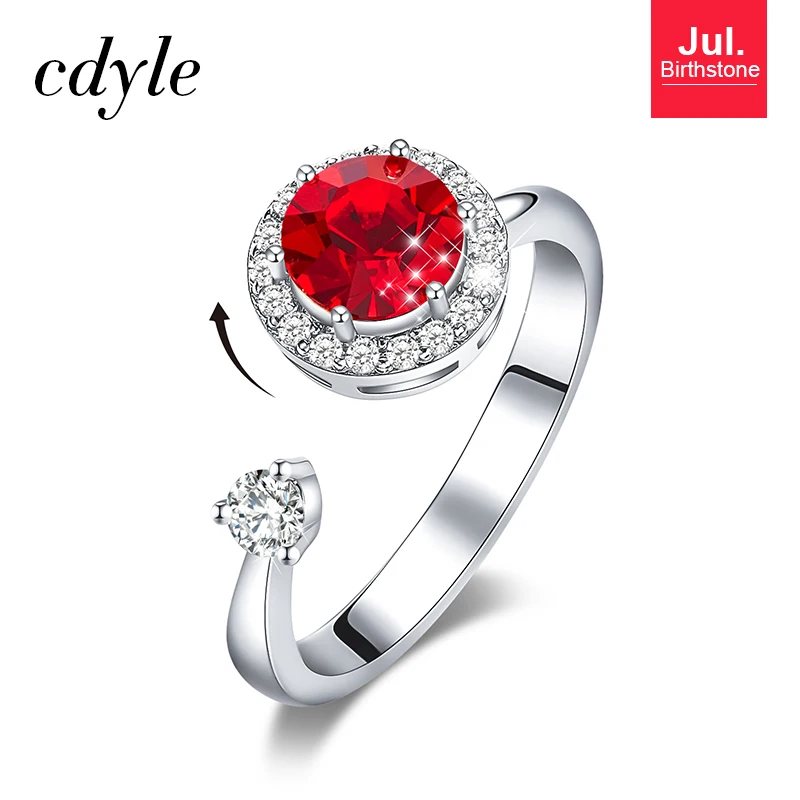 Jul. R1040G-S Cdyle, женское золотое кольцо, украшенное кристаллом Swarovski, 12 цветов, круглый камень, открытый палец, кольцо, ювелирные изделия, аксессуары - Цвет основного камня: Jul. R1040G-S