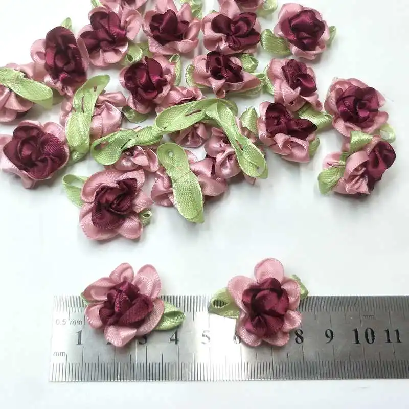 30 шт. лента с цветами и листьями|ribbon flowers appliques|apparel sewingflower flower |