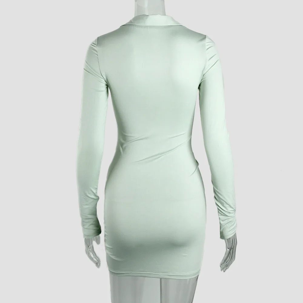 

Summer Dress Women Green Sundress Causal Dress 2021 New Arrivals Draped Bodycon Dress Long Sleeve Beach Evening Party Dress