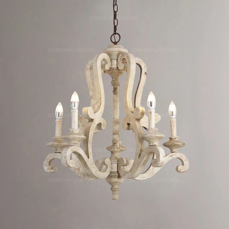 Белая/серая Деревянная люстра подвесной светильник для гостиной лампа хозяйской