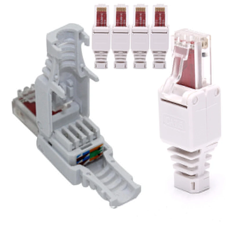 

No Crimp Connectors Ethernet Cable Crystal Head Plug CAT6 RJ45 Connector RJ45 Tool-less Connector