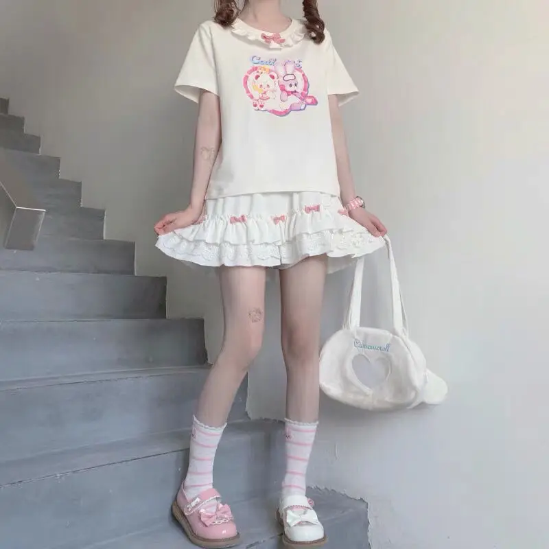 

Japanese Style Y2k Cute Girl Skirt High Waist Sweet Lotus Leaf Cake Lace Skirt Student Korean Fashion Summer Pleated Mini Skirts