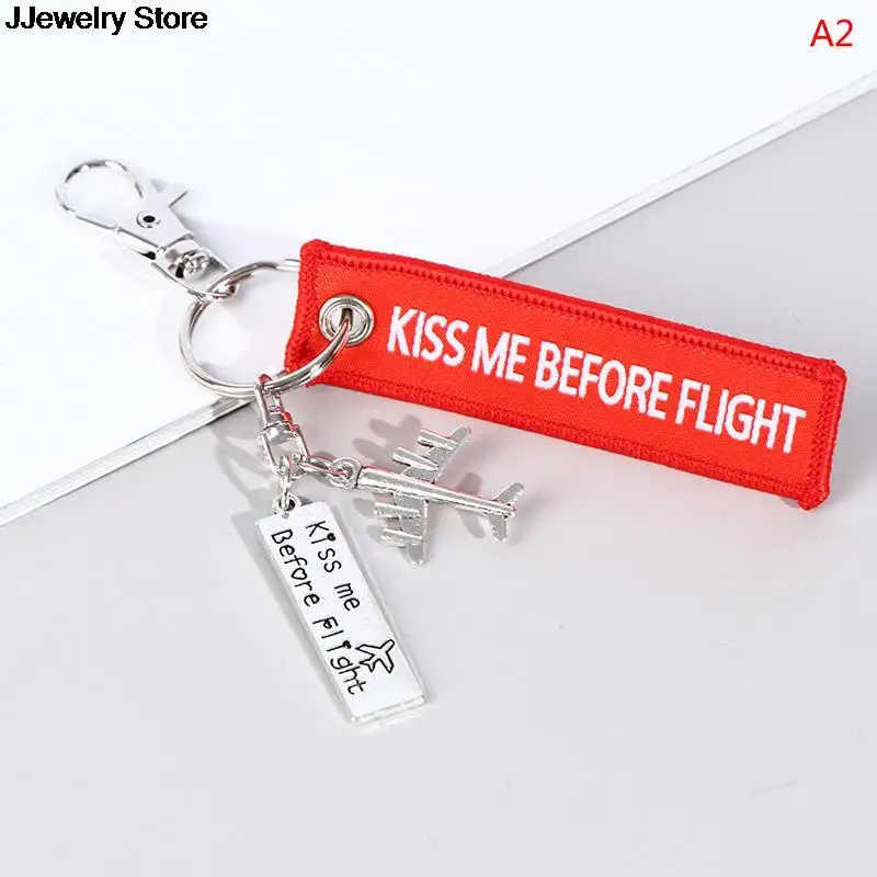 1 Piece Flight Keychain Set Kiss Me Before Flight Crew Drive Safe Aircraft Metal Carving DIY Pendant 7.7*2.2CM images - 6
