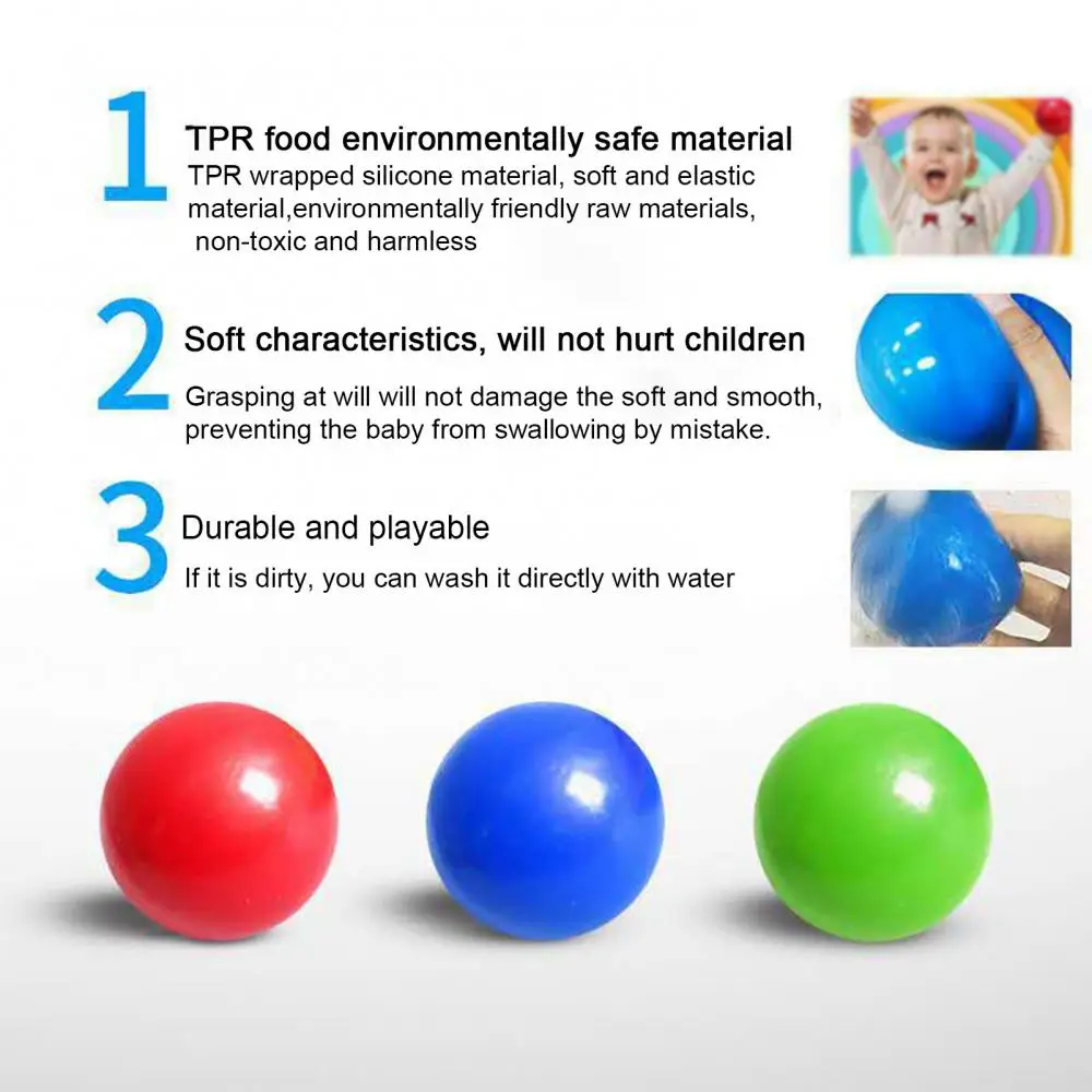 

Sticky Ball Decompression Squeeze Ball Sticky Squash Ball Throw in Ceiling Toy Sticky Target Ball Catch Throw Ball fidget toys